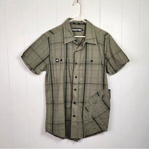 Nomis Mens Touch Short Sleeve Button Down Shirt Green Plaid Cotton New NWT